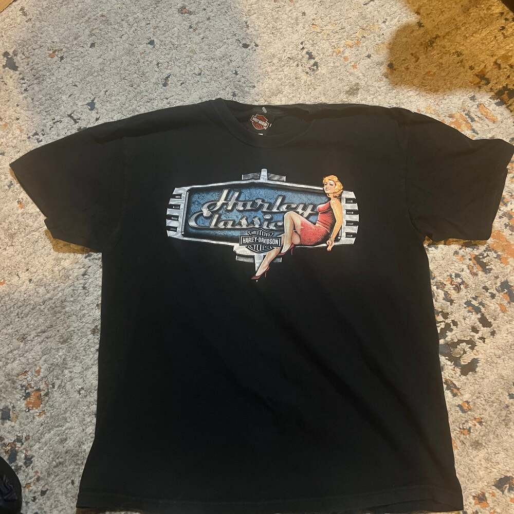 vintage y2k harley classic chrome babe tee size...